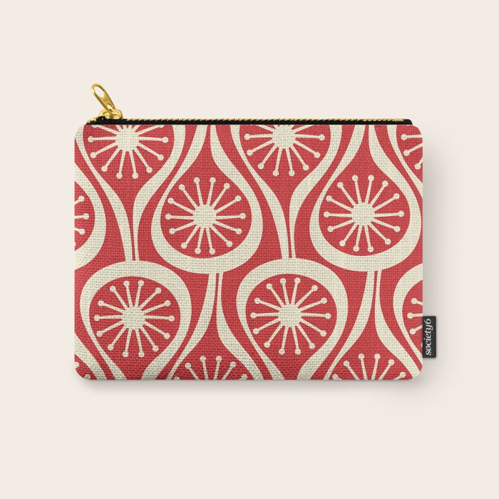 Mid Century Modern Atomic Drops Pattern in Retro Christmas Red and Cream Carry All Pouch Gallery Image 1
