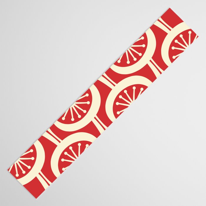 Mid Century Modern Atomic Drops Pattern in Retro Christmas Red and Cream Table Runner Gallery Image 3