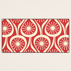 Mid Century Modern Atomic Drops Pattern in Retro Christmas Red and Cream Desk Mat Gallery Image 3