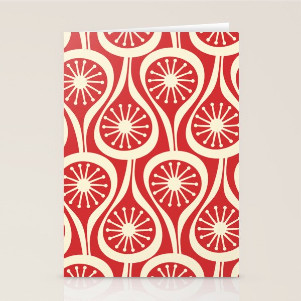 Mid Century Modern Atomic Drops Pattern in Retro Christmas Red and Cream Stationery Card Gallery Image 1