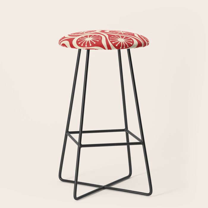Mid Century Modern Atomic Drops Pattern in Retro Christmas Red and Cream Stool Gallery Image 1