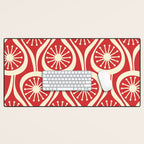 Mid Century Modern Atomic Drops Pattern in Retro Christmas Red and Cream Desk Mat Gallery Image 1