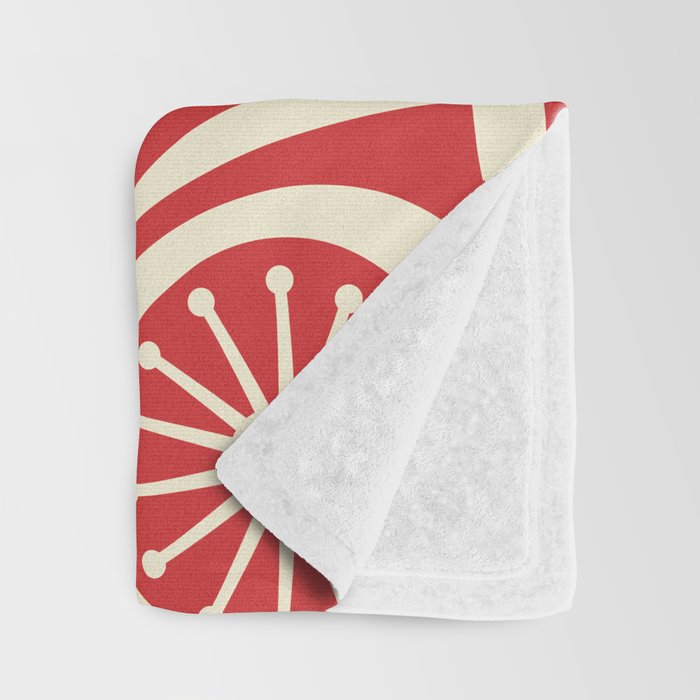 Mid Century Modern Atomic Drops Pattern in Retro Christmas Red and Cream Throw Blanket Gallery Image 3