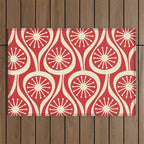 Mid Century Modern Atomic Drops Pattern in Retro Christmas Red and Cream Outdoor Rug Gallery Image 1