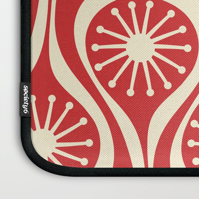 Mid Century Modern Atomic Drops Pattern in Retro Christmas Red and Cream Laptop Sleeve Gallery Image 3