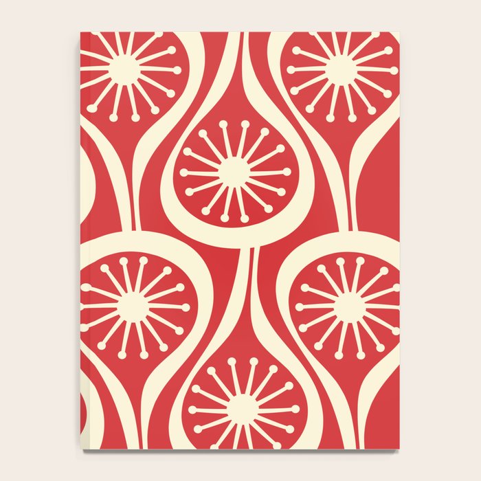 Mid Century Modern Atomic Drops Pattern in Retro Christmas Red and Cream Notebook Gallery Image 4