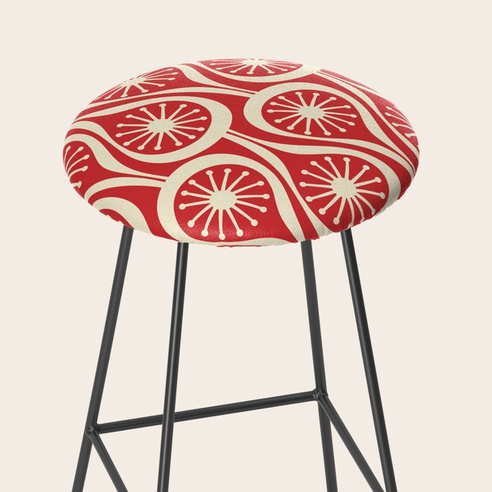 Mid Century Modern Atomic Drops Pattern in Retro Christmas Red and Cream Stool Gallery Image 2