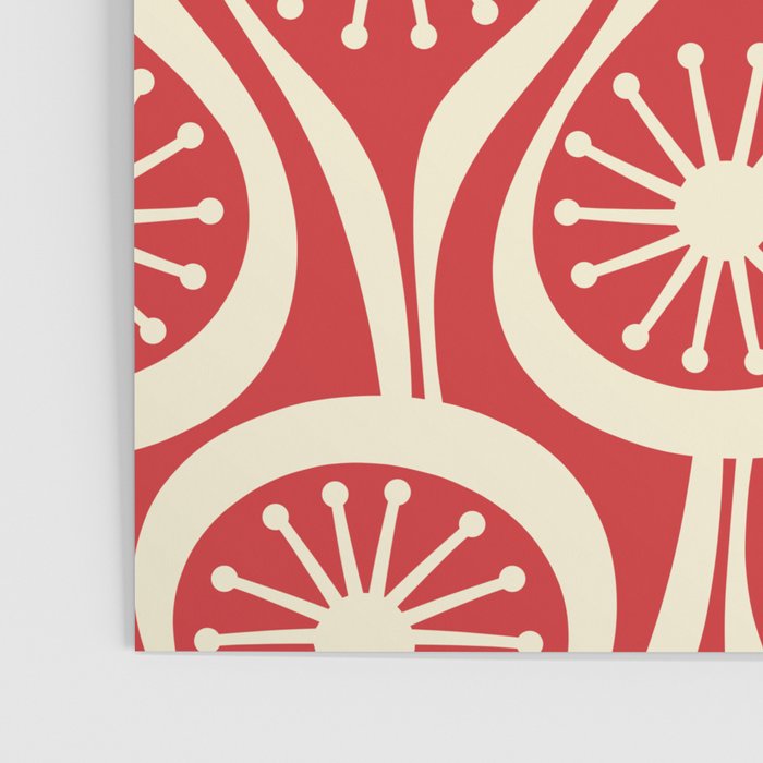 Mid Century Modern Atomic Drops Pattern in Retro Christmas Red and Cream Poster Gallery Image 3