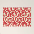 Mid Century Modern Atomic Drops Pattern in Retro Christmas Red and Cream Welcome Mat Gallery Image 1
