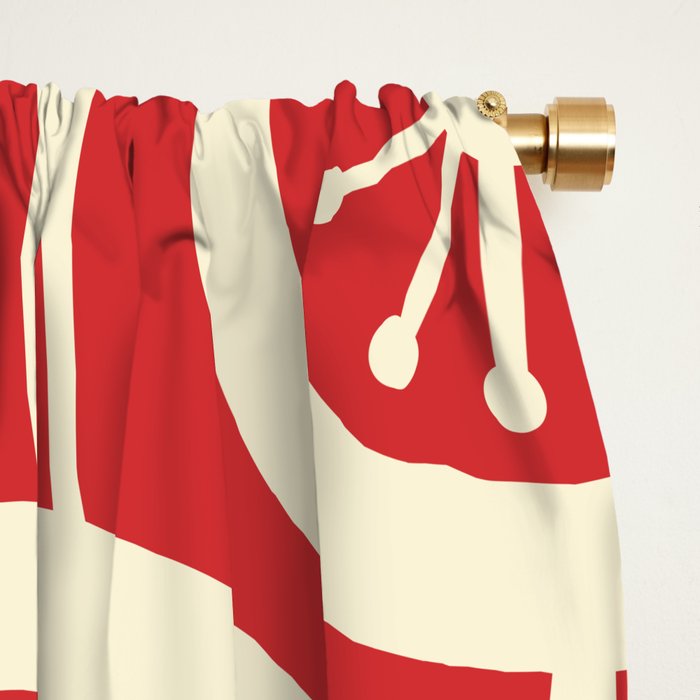 Mid Century Modern Atomic Drops Pattern in Retro Christmas Red and Cream Window Curtain Gallery Image 2