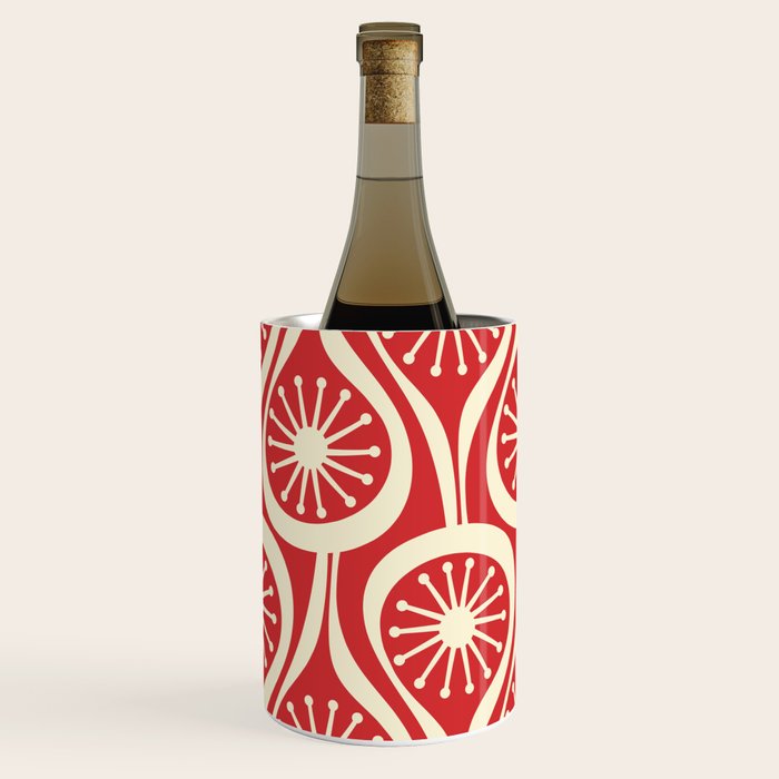 Mid Century Modern Atomic Drops Pattern in Retro Christmas Red and Cream Wine Chiller Gallery Image 1