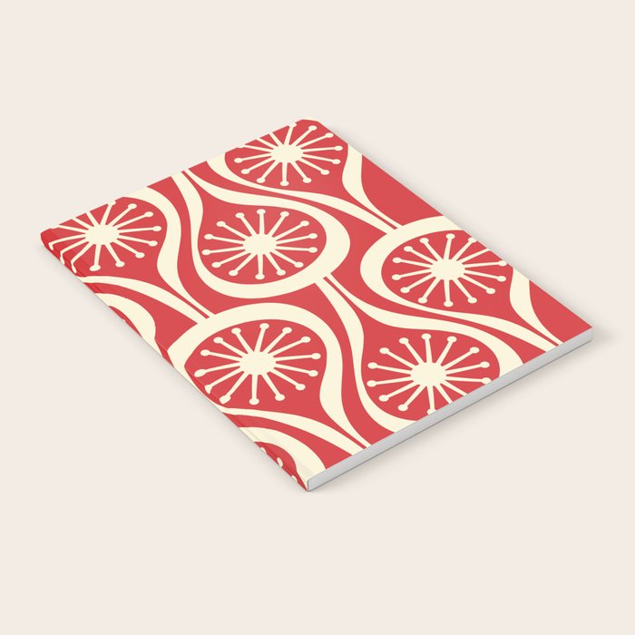 Mid Century Modern Atomic Drops Pattern in Retro Christmas Red and Cream Notebook Gallery Image 2