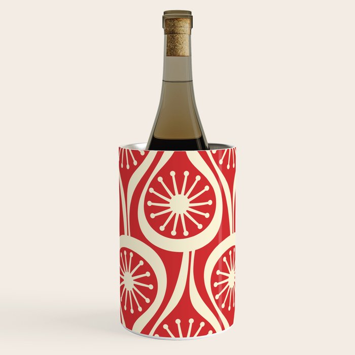 Mid Century Modern Atomic Drops Pattern in Retro Christmas Red and Cream Wine Chiller Gallery Image 3