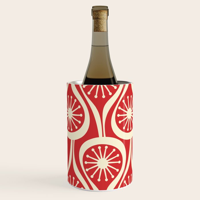 Mid Century Modern Atomic Drops Pattern in Retro Christmas Red and Cream Wine Chiller Gallery Image 2