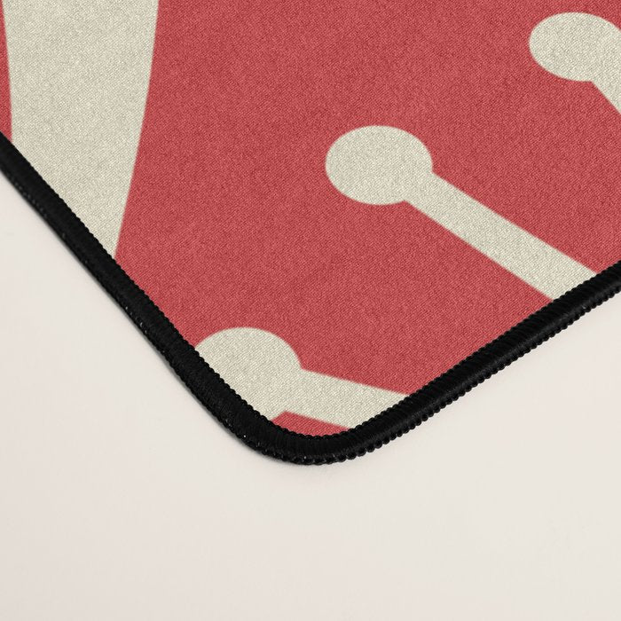Mid Century Modern Atomic Drops Pattern in Retro Christmas Red and Cream Desk Mat Gallery Image 4