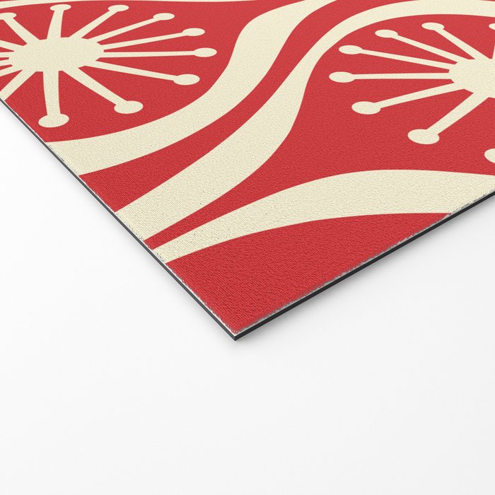 Mid Century Modern Atomic Drops Pattern in Retro Christmas Red and Cream Welcome Mat Gallery Image 2
