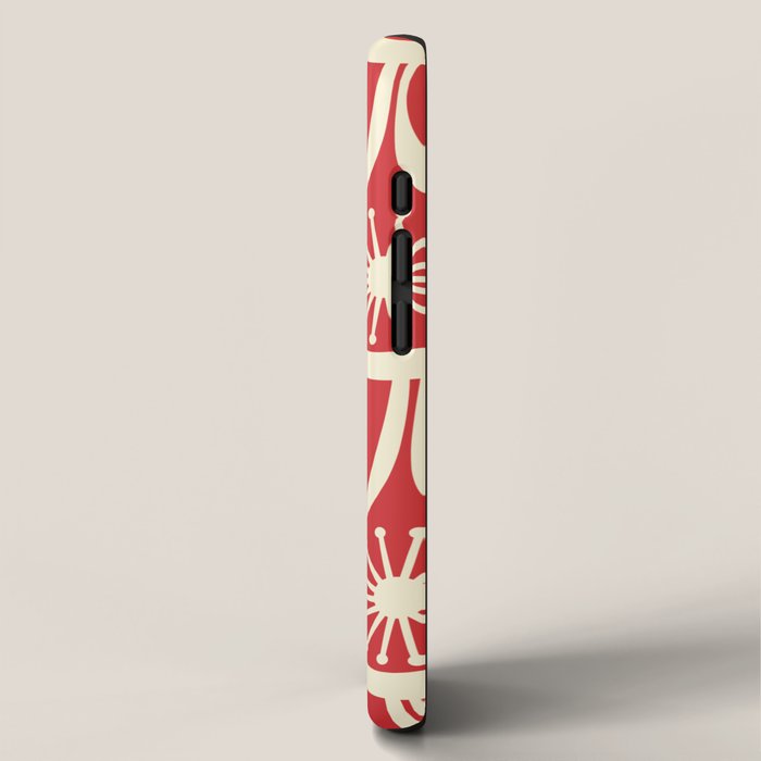 Mid Century Modern Atomic Drops Pattern in Retro Christmas Red and Cream iPhone Case Gallery Image 2