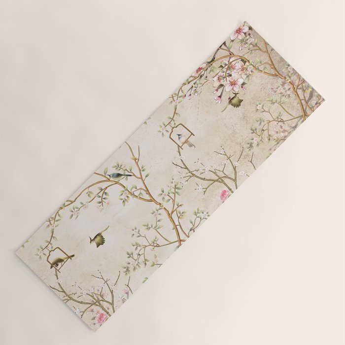 Chinoiserie Cherry Blossom Bird Garden Fresco Yoga Mat Gallery Image 1