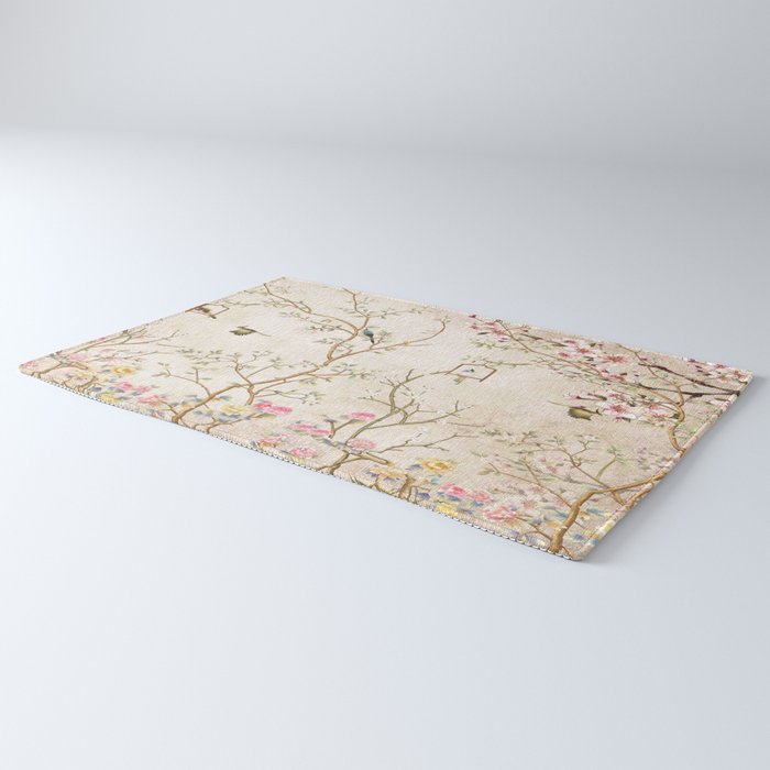Chinoiserie Cherry Blossom Bird Garden Fresco Rug Gallery Image 3