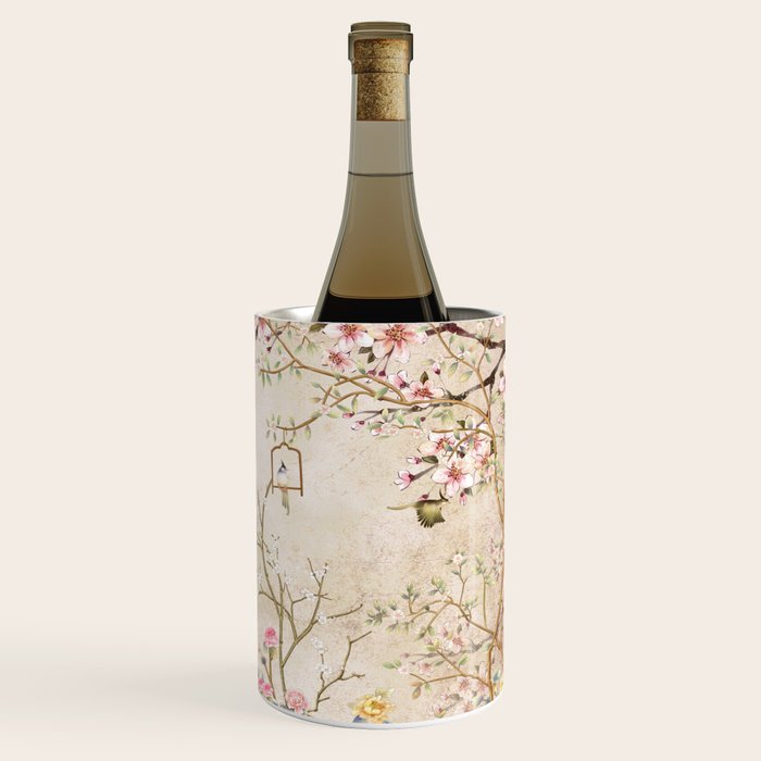 Chinoiserie Cherry Blossom Bird Garden Fresco Wine Chiller Gallery Image 3