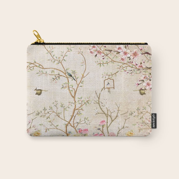 Chinoiserie Cherry Blossom Bird Garden Fresco Carry All Pouch Gallery Image 1
