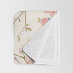 Chinoiserie Cherry Blossom Bird Garden Fresco Throw Blanket Gallery Image 3