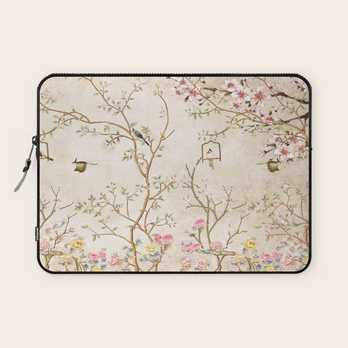 Chinoiserie Cherry Blossom Bird Garden Fresco Laptop Sleeve Gallery Image 1