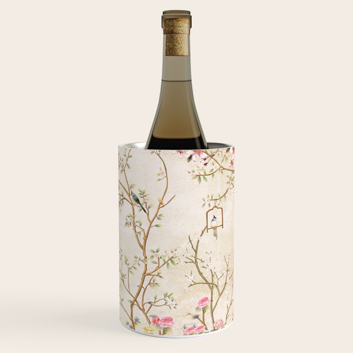Chinoiserie Cherry Blossom Bird Garden Fresco Wine Chiller Gallery Image 1