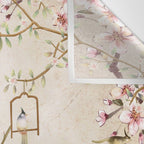 Chinoiserie Cherry Blossom Bird Garden Fresco Wall Tapestry Gallery Image 3