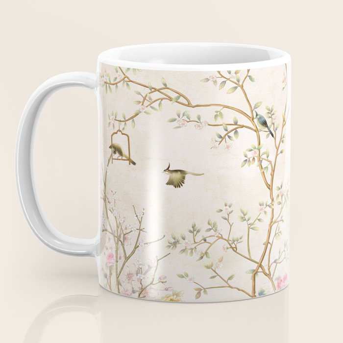 Chinoiserie Cherry Blossom Bird Garden Fresco Coffee Mug Gallery Image 3