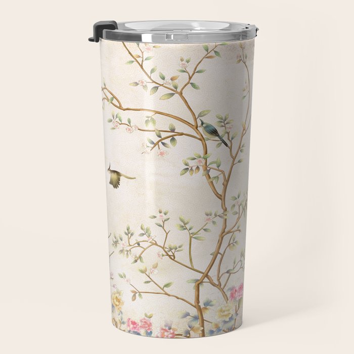 Chinoiserie Cherry Blossom Bird Garden Fresco Travel Mug Gallery Image 3