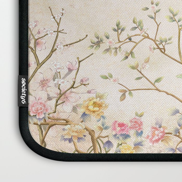 Chinoiserie Cherry Blossom Bird Garden Fresco Laptop Sleeve Gallery Image 3