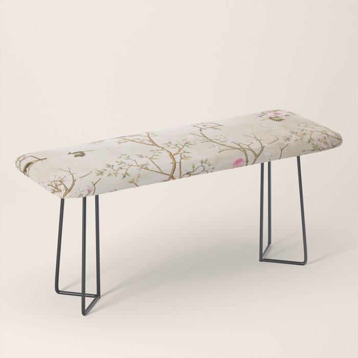 Chinoiserie Cherry Blossom Bird Garden Fresco Bench Gallery Image 1