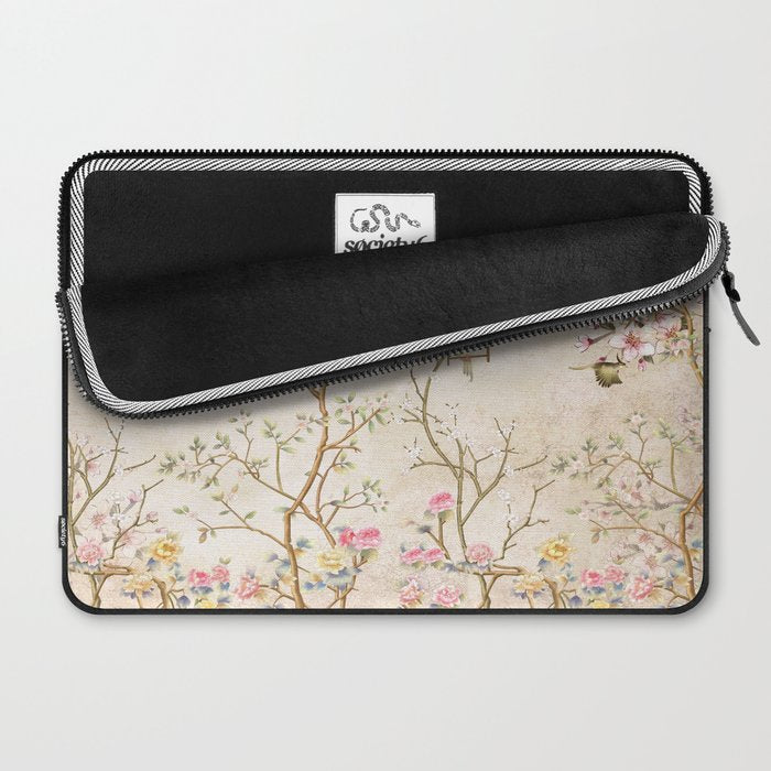 Chinoiserie Cherry Blossom Bird Garden Fresco Laptop Sleeve Gallery Image 2