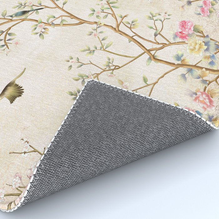Chinoiserie Cherry Blossom Bird Garden Fresco Rug Gallery Image 4