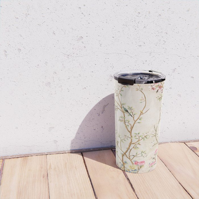 Chinoiserie Cherry Blossom Bird Garden Fresco Travel Mug Gallery Image 4