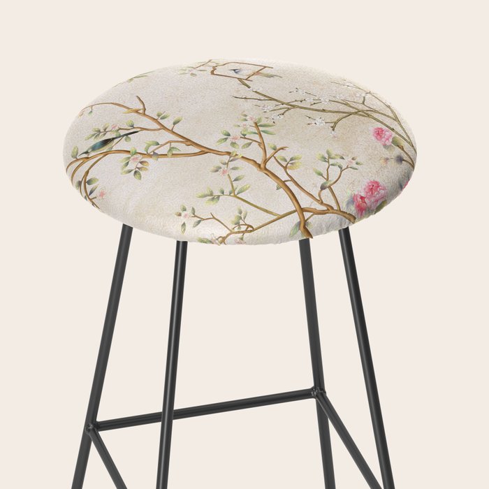 Chinoiserie Cherry Blossom Bird Garden Fresco Stool Gallery Image 2