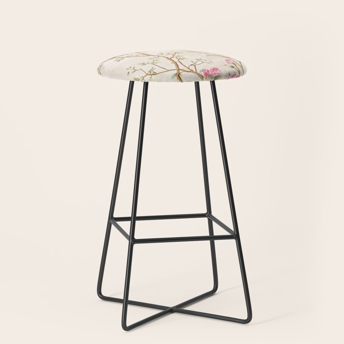 Chinoiserie Cherry Blossom Bird Garden Fresco Stool Gallery Image 1