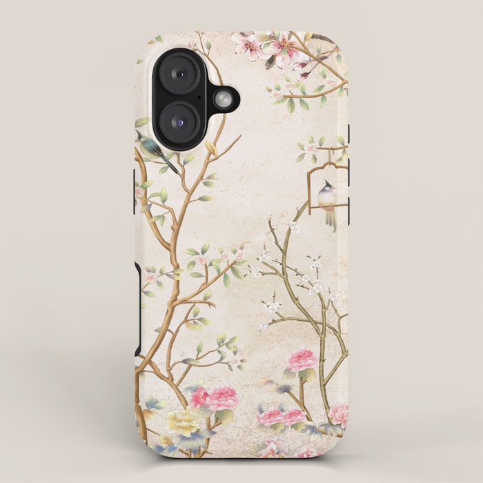 Chinoiserie Cherry Blossom Bird Garden Fresco iPhone Case Gallery Image 1