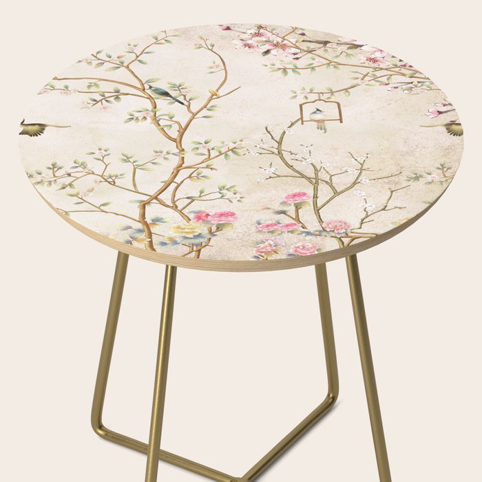 Chinoiserie Cherry Blossom Bird Garden Fresco Side Table Gallery Image 2
