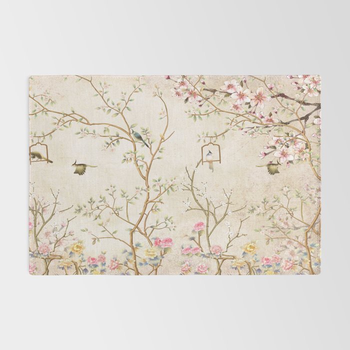 Chinoiserie Cherry Blossom Bird Garden Fresco Rug Gallery Image 2