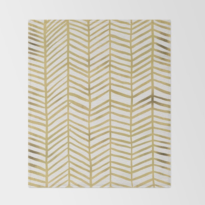 Gold Herringbone Throw Blanket Gallery Image 2