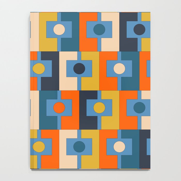 Rektangel Retro Contemporary Geometric Pattern Blue Orange Mustard Notebook Gallery Image 4