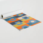 Rektangel Retro Contemporary Geometric Pattern Blue Orange Mustard Yoga Mat Gallery Image 2