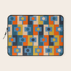 Rektangel Retro Contemporary Geometric Pattern Blue Orange Mustard Laptop Sleeve Gallery Image 1