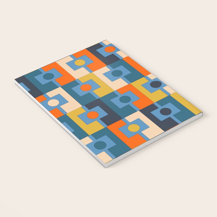 Rektangel Retro Contemporary Geometric Pattern Blue Orange Mustard Notebook Gallery Image 3