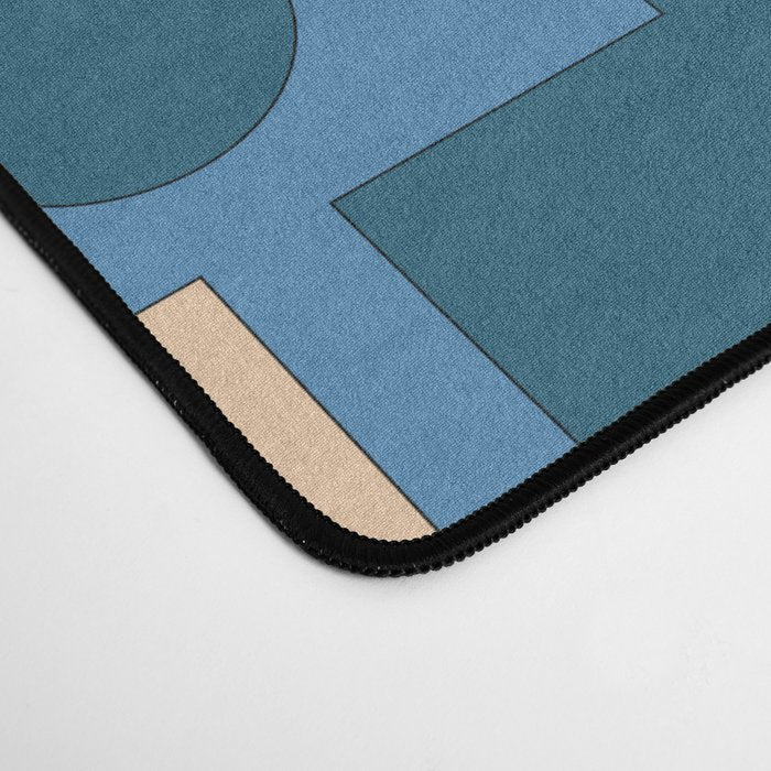 Rektangel Retro Contemporary Geometric Pattern Blue Orange Mustard Desk Mat Gallery Image 4