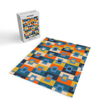 Rektangel Retro Contemporary Geometric Pattern Blue Orange Mustard Jigsaw Puzzle Gallery Image 2