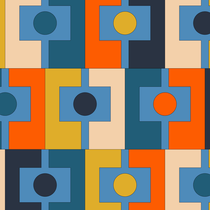 Rektangel Retro Contemporary Geometric Pattern Blue Orange Mustard Coffee Mug Gallery Image 2