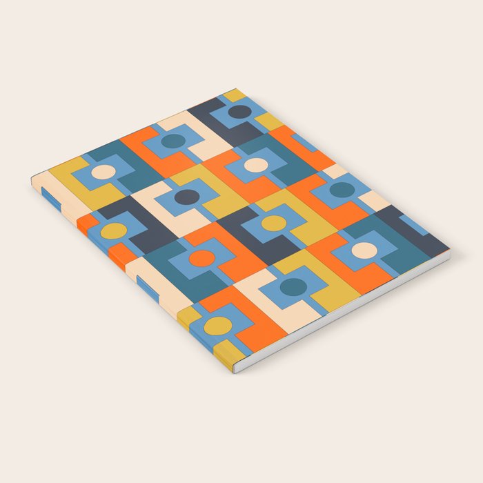 Rektangel Retro Contemporary Geometric Pattern Blue Orange Mustard Notebook Gallery Image 1